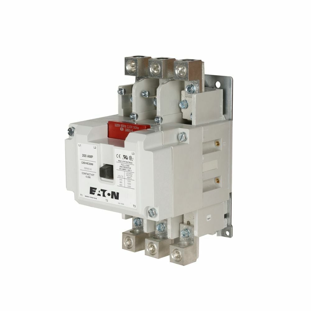 C25KNE3200C K-Frame Non-Reversing Definite Purpose Control Contactor With Metal Mounting Plate, 440 to 480 V AC at 50/60 Hz V Coil, 200 A Inductive/Resistive, 3 Poles