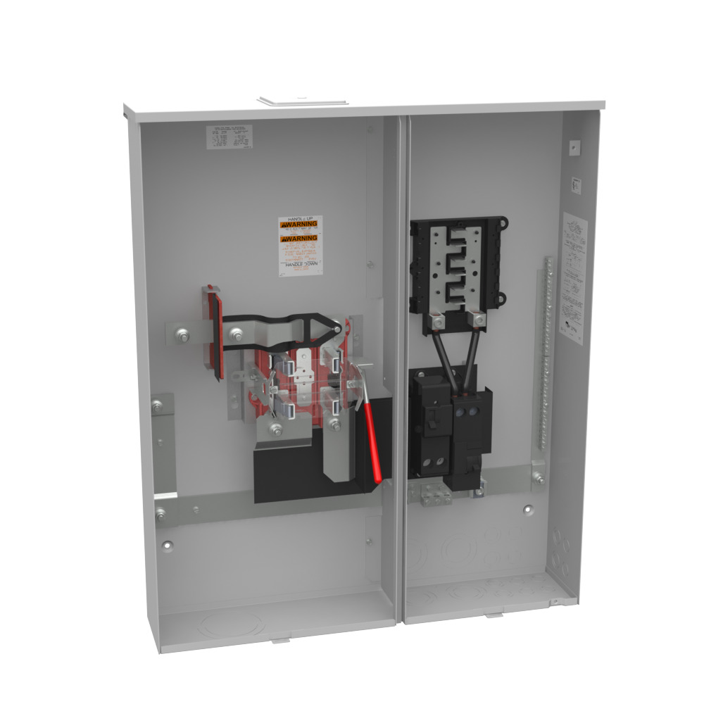 U5894-X-2/200 4 Term, Ringless, Large Closing Plate, Lever Bypass, 2-200 Amp, Main Breaker, 12 Branch Circuit