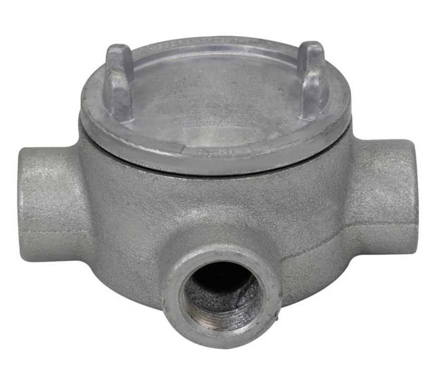 GUAX69 Condulet Type X Conduit Outlet Box With Cover, 2 in, 5 in Cover Opening, 80 cu-in Capacity, Aluminum Acrylic Painted/Electro-Galvanized