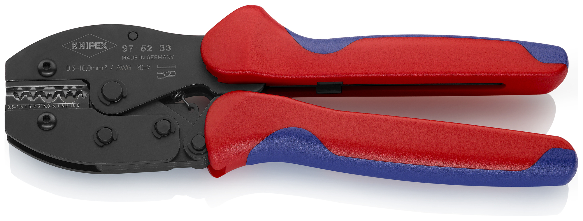 Crimping Pliers For Non-insulated Crimp Terminals, Tube and Compression Cable Lugs, 8 3/4 in.
