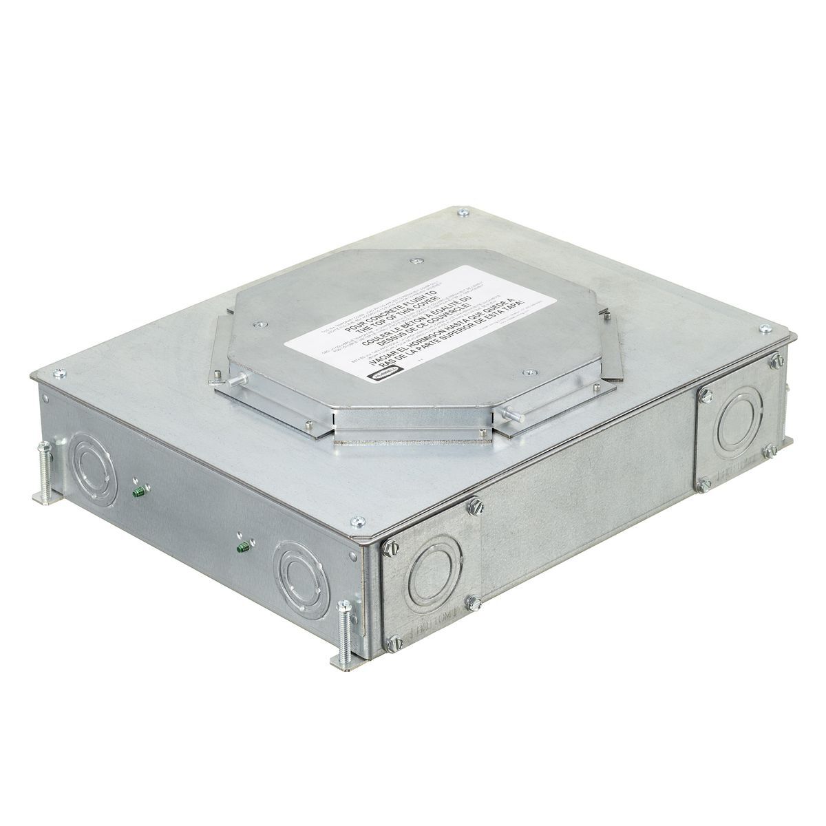 CFB4G30RE SystemOne ETERNAL Recessed Floor Box, Stamped Steel, 51 cu-in Capacity, 4 Gangs, (12) Knockouts, 3.75 in H x 11.33 in W x 14.57 in L