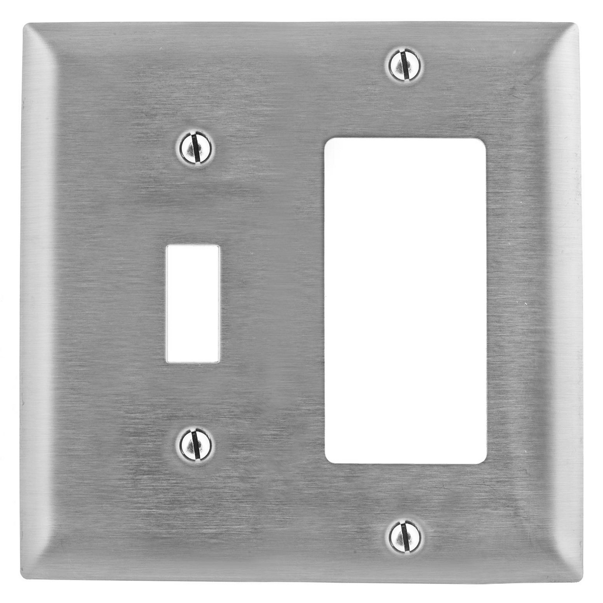 SS126 Standard Combination Wall Plate, 2 Gangs, 302/304 Stainless Steel