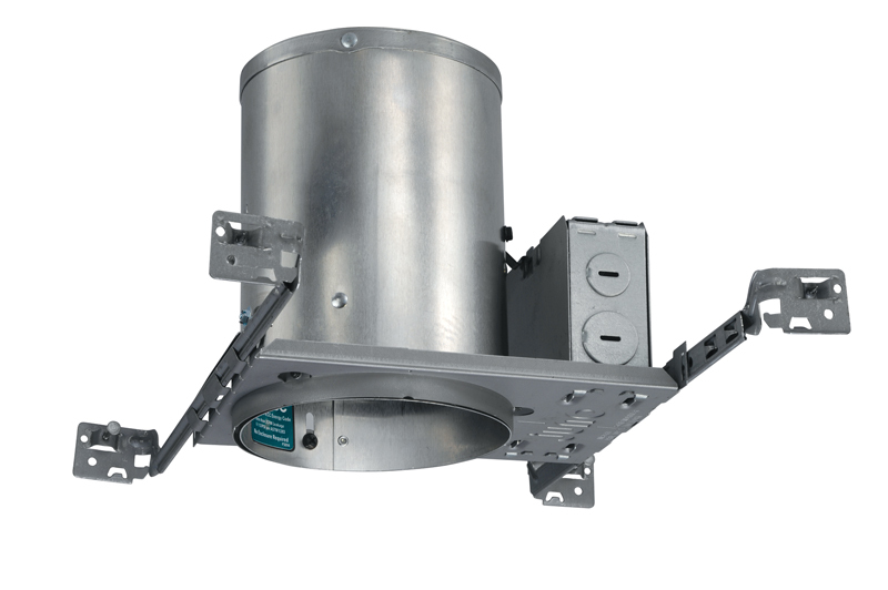 IC20 W Adjustable New Construction Round Downlight Housing With Push-In Electrical Connectors, Incandescent Lamp, Insulated Insulation, 120 V AC, 5-5/8 in Ceiling Opening
