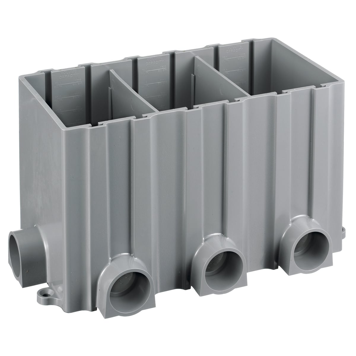 PFBRG3 Fully Adjustable Non-Metallic Floor Box With Metal Cover, Thermoplastic, 257.4 cu-in Capacity, 3 Gangs, 8 Knockouts, 10.04 in L x 5.39 in W x 6 in H