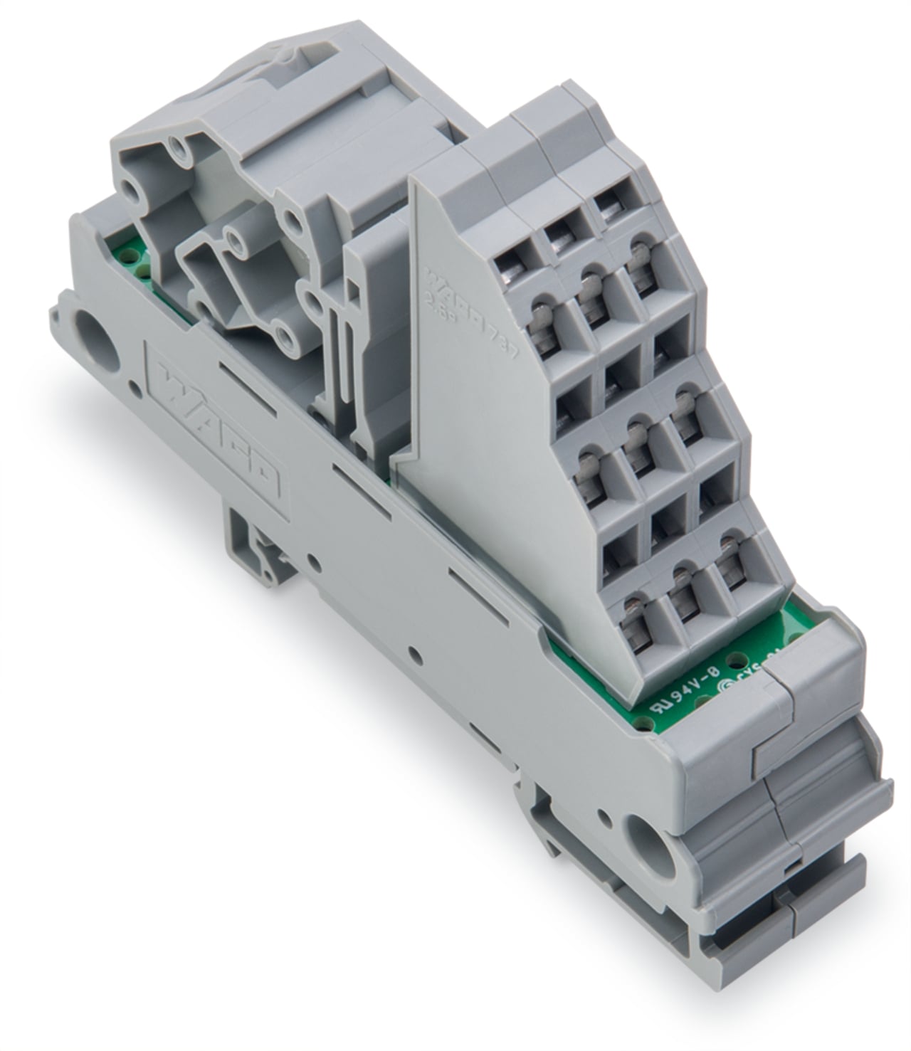 830-800/000-303 Power Distribution Module, 250 V AC/DC, 65 A, 28 to 12 AWG Wire, 9 Poles, DIN Rail Mounting