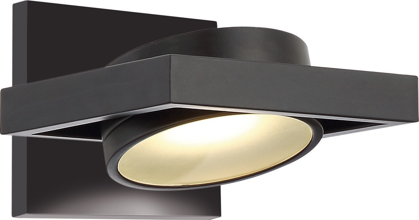 62-993 Nuvo Hawk Dimmable Circular Contemporary Pivoting Head Utility Wall Sconce Fixture, (1) Lamp, 120 V AC, Textured Black Housing