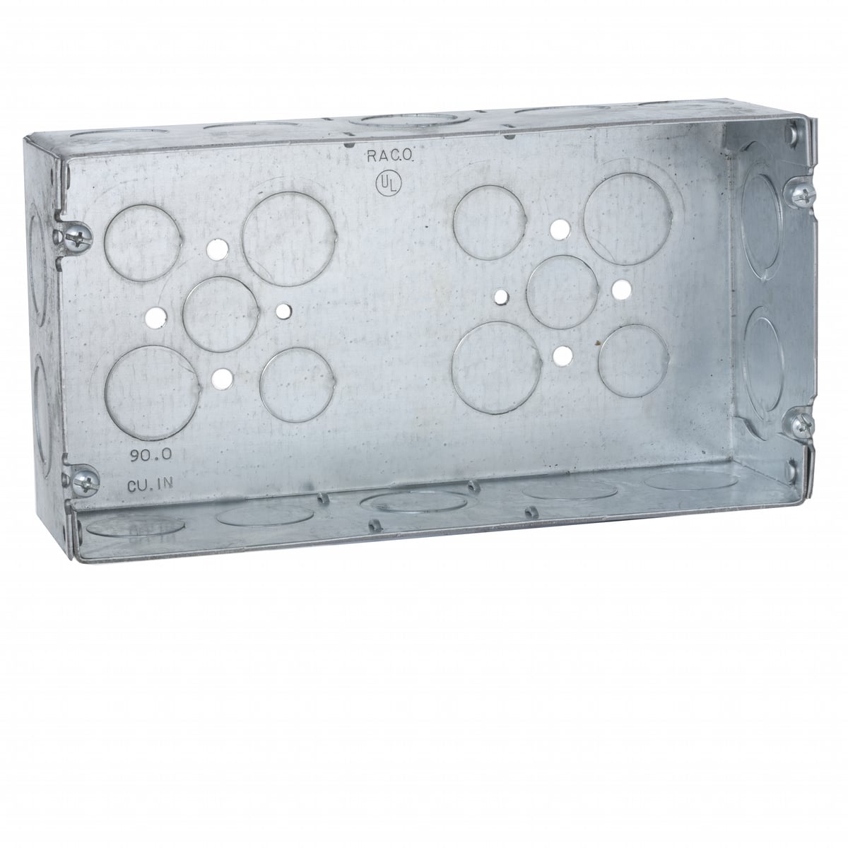 942 Gang Box, Steel, 90 cu-in Capacity, 3 Gangs, 24 Knockouts