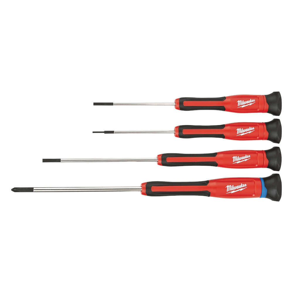 48-22-2604 Screwdriver Set, 4 Pieces, Steel, Polished Chrome