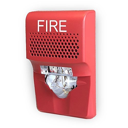 Compact Wall Horn/Strobe, 15-75cd, Red, FIRE Marking