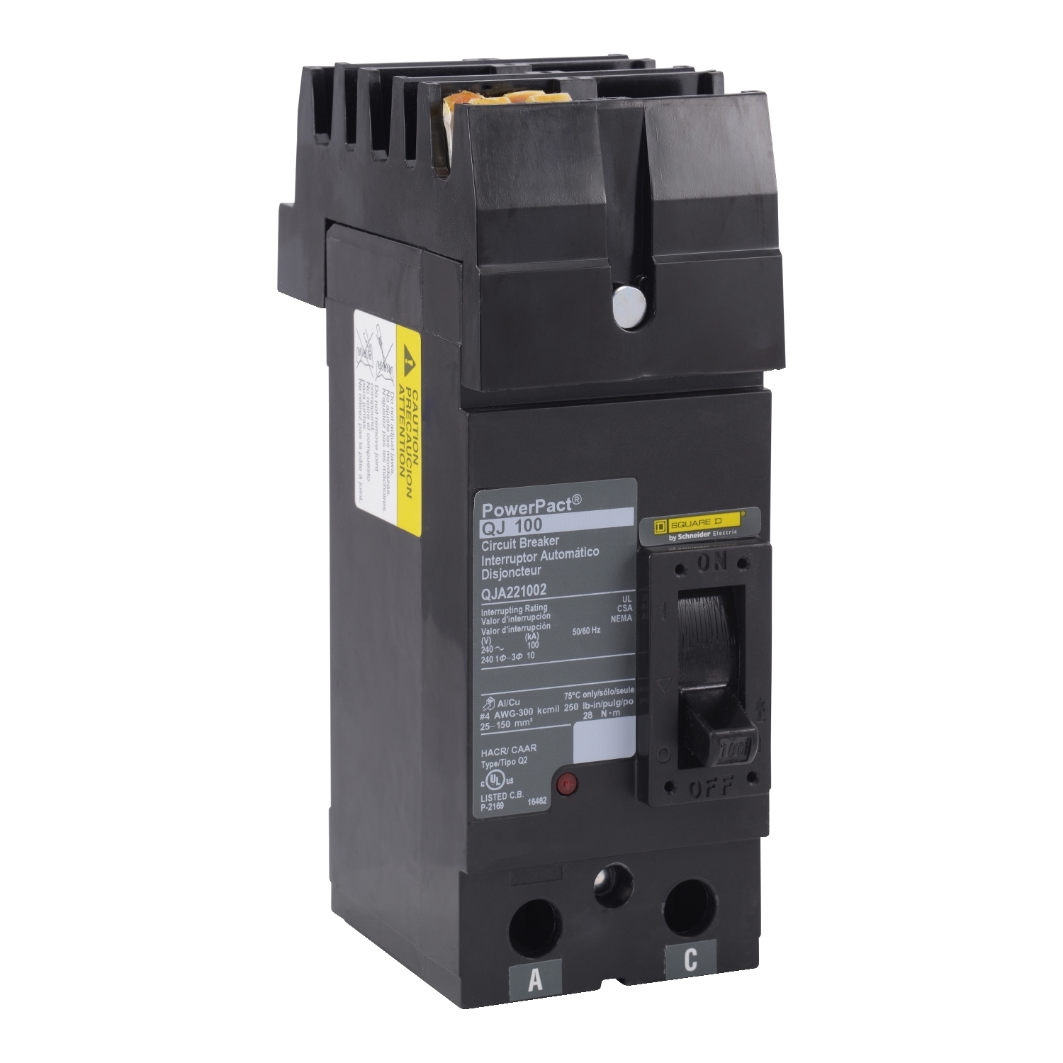 QJA222002 Molded Case Circuit Breaker, 200 Amp, 2 Pole, 240V