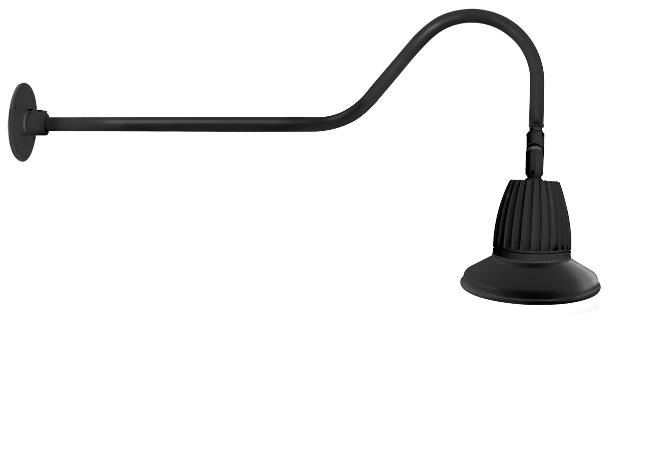 GN2LED26YRST11B Gooseneck Rectangular Decorative Fixture With 35 in Goose Arm Style 2, 29 W Fixture, 120/208/240/277 V AC, Black/Polyester Powder Coated Housing