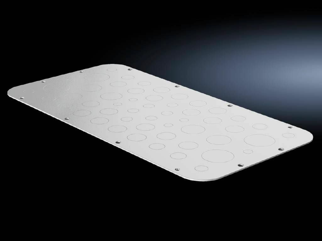 2576100 SZ Gland Plate With Metric Knockouts, For Use With AX Series 1350.000 500 mm W x 300 mm D x 500 mm H Compact Enclosures, Size 6, (2) M12 Dia, (10) M16 Dia, (8) M20 Dia, (18) M25 Dia, (4) M32 Dia and (4) M40 Dia Cable Entry, Carbon Steel
