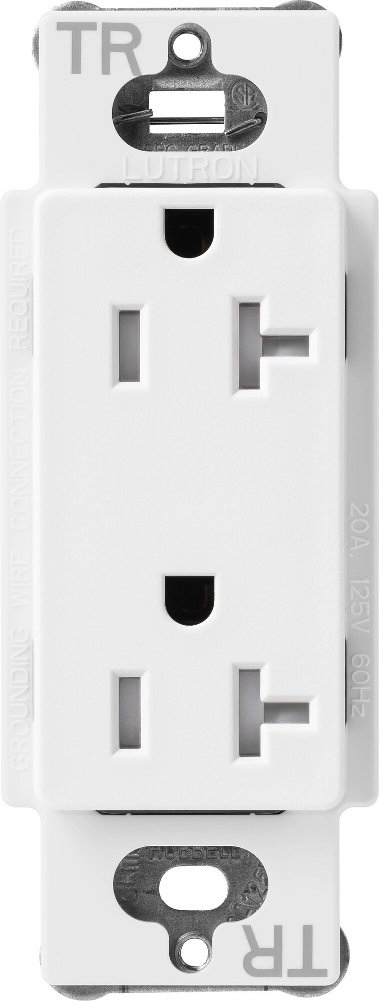 SCRS-20-TR-SW Claro Tamper-Resistant Duplex Receptacle, Decorator-Style Outlet, 20 Amp, Satin, Snow