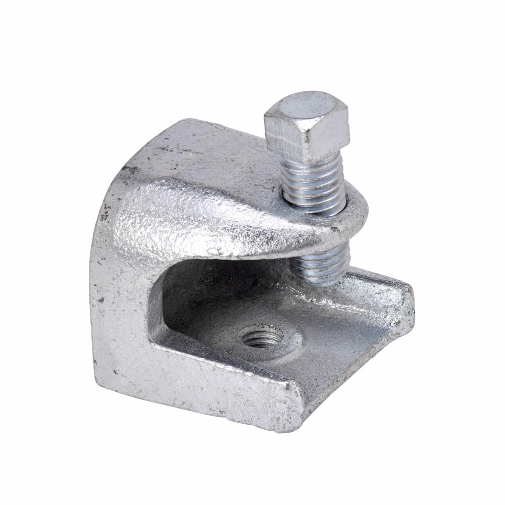 B444-1/2ZN Rod to Beam Clamp, 1/2-13 Rod, 1 in THK Flange, 1000 lb Load, Malleable Iron, Electro-Zinc Plated