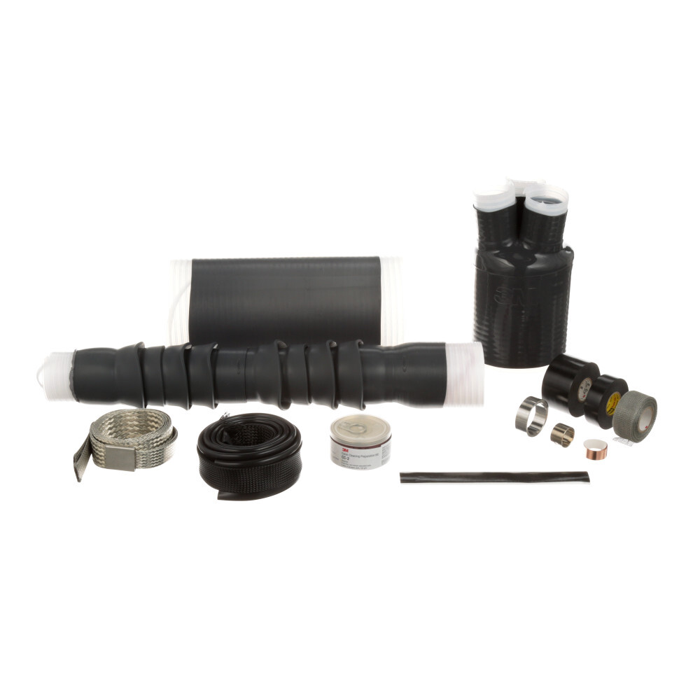7000132900 QT-III 7600-S-3G Cold Shrink Termination Kit, 3 Pieces, For Use With Three Core Tape Shield, UniShield and Wire Shield Power Cable, Silicone Rubber, Black