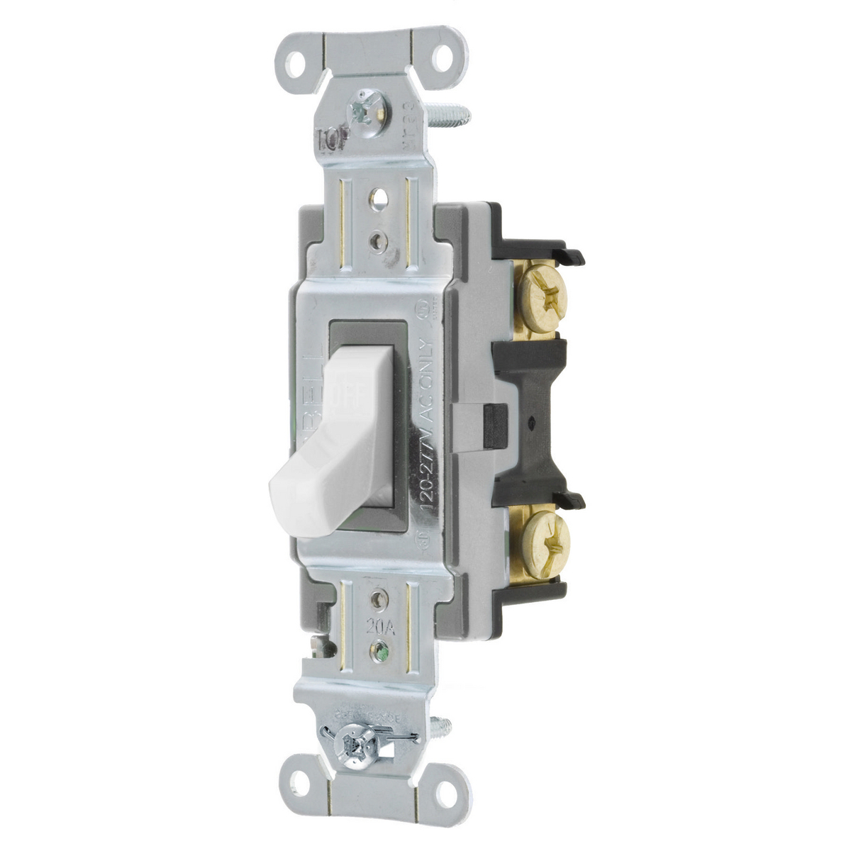 CSB220W Specification Grade AC Toggle Switch, 120/277 V AC, 20 A, 2 hp, 5540 W Power Rating, 2-Position Contact