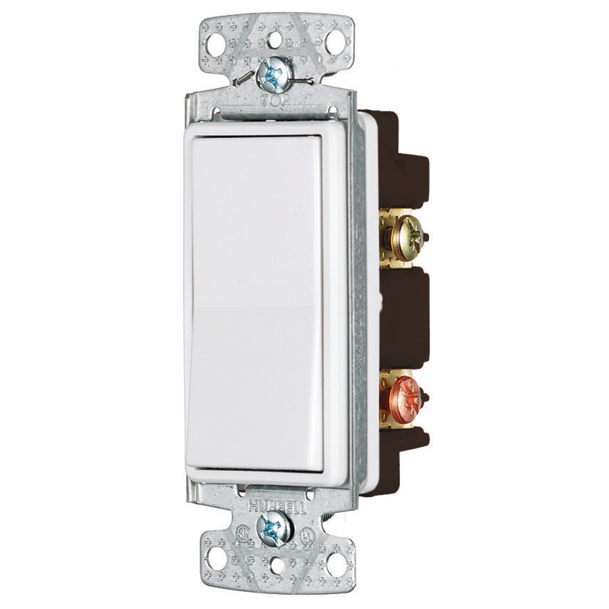 RSD215W Decorator Residential Grade Self-Grounding Standard Rocker Switch, 120/277 V, 15 A, 4155 W Power Rating, 2 Position Contact