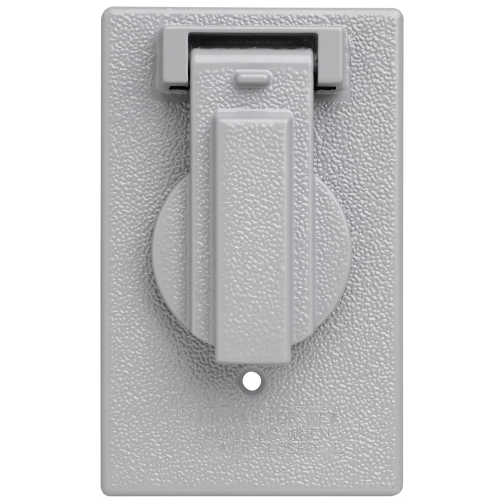 CA7GV Cast Weatherproof Cover Single Receptacle, Vertical, Gray