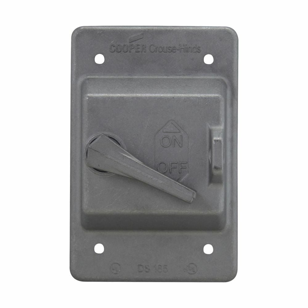 DS185 Eaton Crouse-Hinds series DS raintight snap switch cover, Die cast aluminum, Single-gang, Gasket, For standard ON-OFF operation; with hole for lock, For general use snap switches