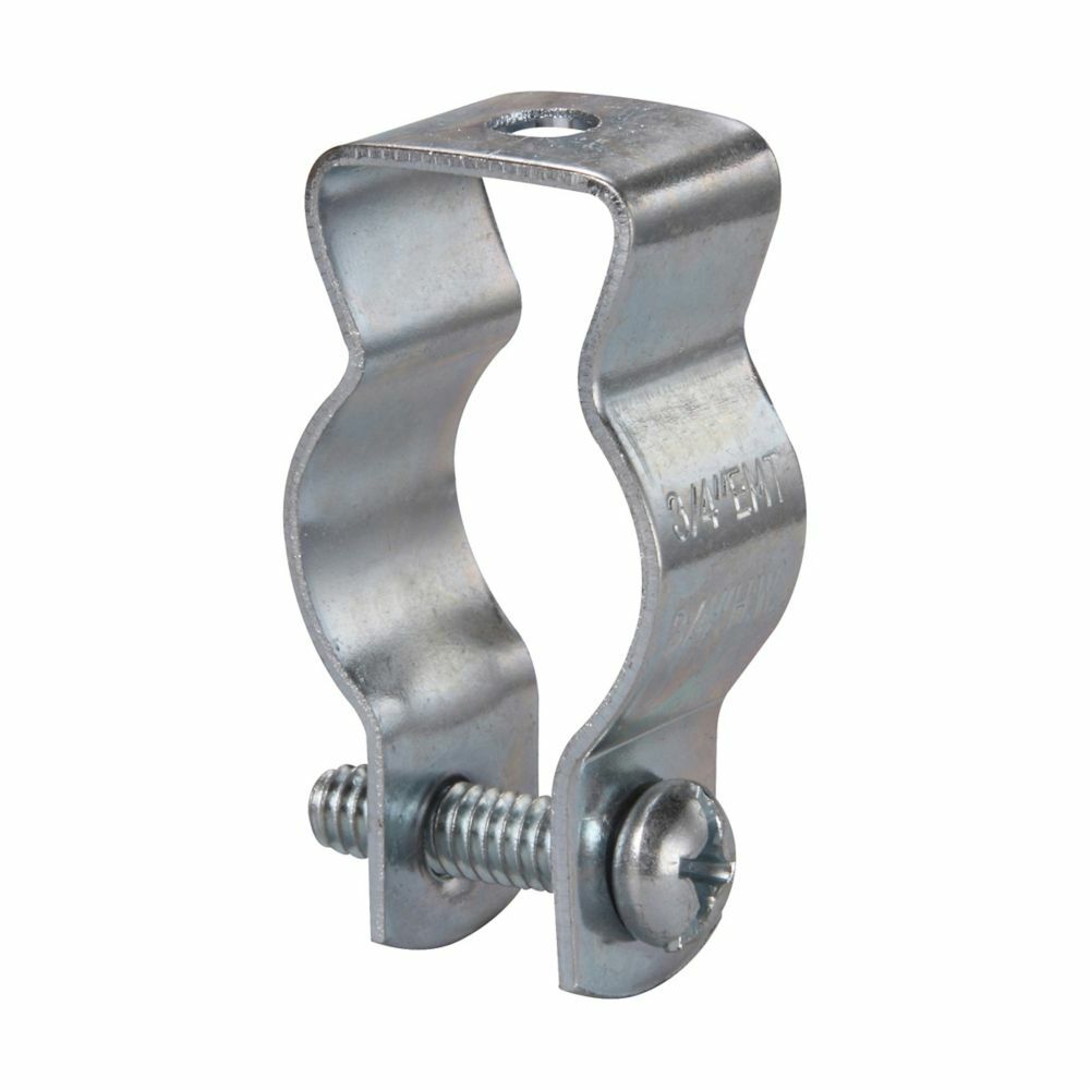 0BX Cable and Conduit Hanger With Extruded Hole and Bolt, 3/8 in, 1/2 in, 1/2 in, For Use With Rigid/EMT/IMC Conduit, Steel
