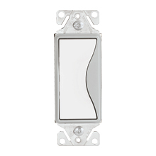 Eaton Aspire designer switch, #12 to 14 AWG, 15A, Residential, 120/277V, Side and push, Alpine white, Fan, LED, INC, FLR, MLV, ELV, CFL, Halogen, Single-pole, Single-pole, Polycarbonate
