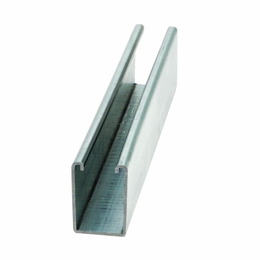 B12-120AL Solid Single Metal Framing Channel, 10 ft L 1-5/8 in W 2-7/16 in D 12 ga THK, 6063 T-6 Aluminum Alloy, Aluminum, Domestic