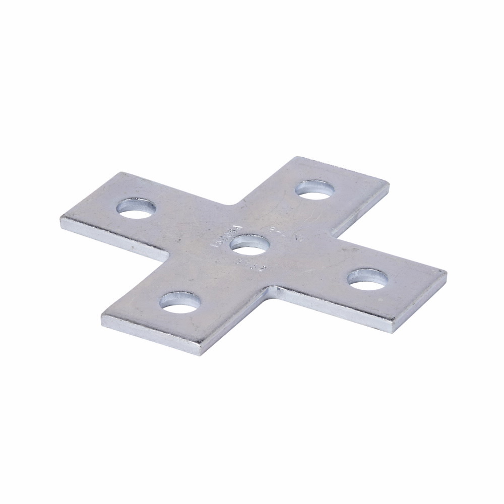 B132HDG Flat Pre-Assembled Cross Plate, 5 Holes, 5-3/8 in L x 5-3/8 in W x 7/32 in THK, Hot Rolled Steel
