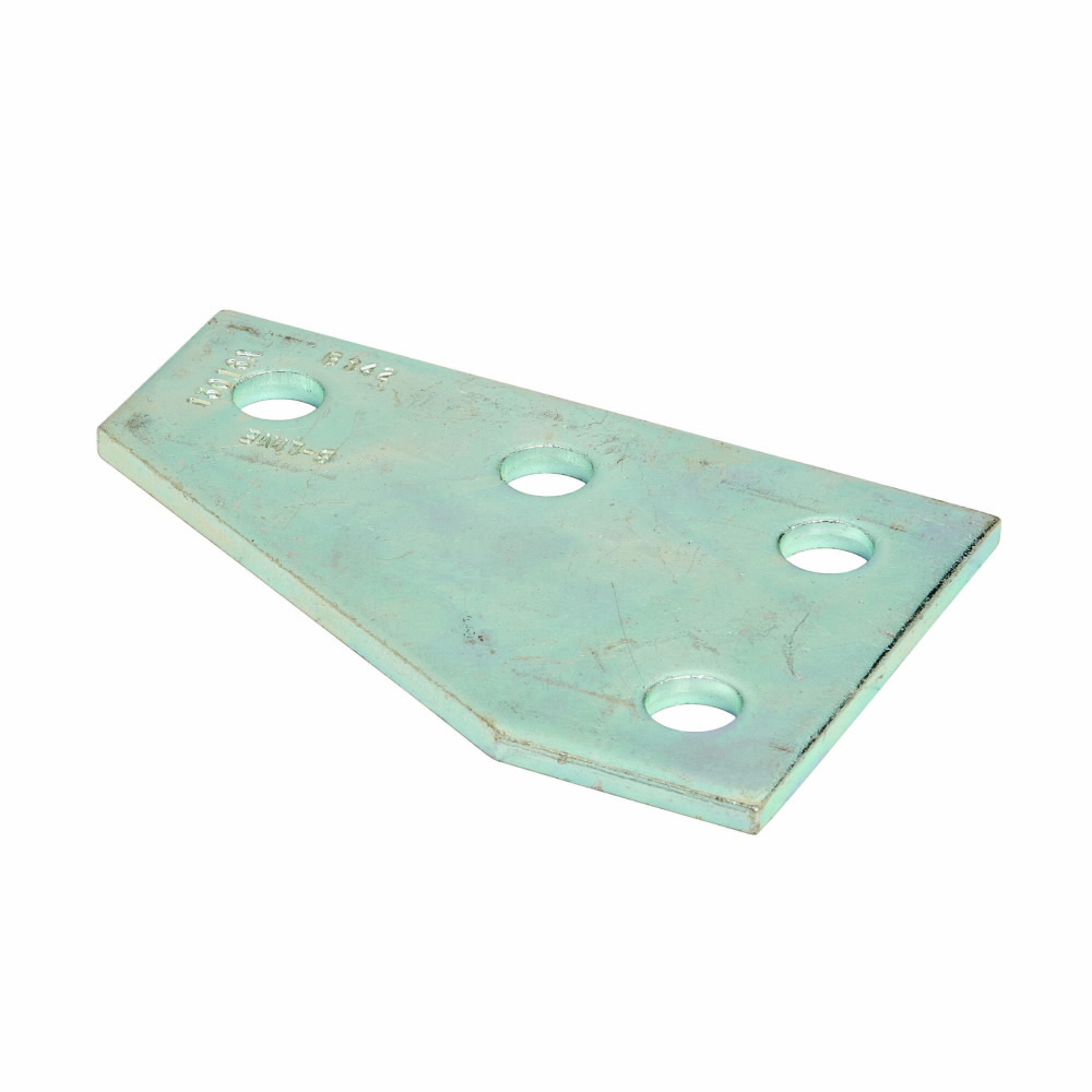 B142HDG Flat Corner Gusset Plate, 4 Holes, 5-3/8 in L x 3-1/2 in W x 1/4 in THK, Steel