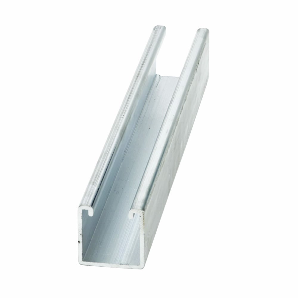 B22-240AL Single Metal Framing Channel, 20 ft L 1-5/8 in W 1-5/8 in D 12 ga THK, 6063 T-6 Aluminum Alloy, Aluminum, Domestic