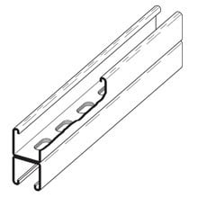 B22SHA-120SS6 Back to Back Slotted Metal Framing Channel, 10 ft L 1-5/8 in W 1-5/8 in D 12 ga THK, ASTM A240 316 Stainless Steel, 316 Stainless Steel, Domestic