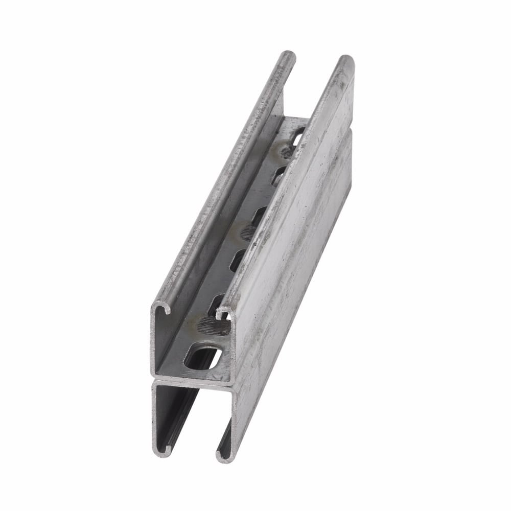 B22SHA-240HDG Back to Back Slotted Metal Framing Channel, 20 ft L 1-5/8 in W 1-5/8 in D 12 ga THK, ASTM A123 Cold Formed Low Carbon Steel, Hot-Dipped Galvanized, Domestic