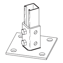 B280SS6 Square Post Base, Centered/Offset Channel Position, 3-1/2 in H Base, For Use With 1-5/8 x 1-5/8 in B22 Series Channel, 316 Stainless Steel