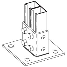 B281SQSS6 Centered Offset Square Post Base, Centered/Offset Channel Position, 1-5/8 in H Base, For Use With 1-5/8 x 1-5/8 in Side by Side Channel and Strut Fittings, 316 Stainless Steel