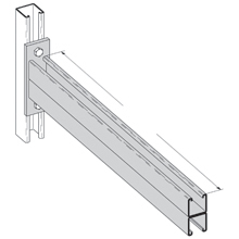B297-36SS4 Cantilever Double Channel Bracket, 2 Holes, 36 in L x 2 in W x 3/8 in THK, Steel