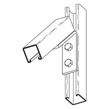 B368HDG Closed Angle, 4 Holes, 4-3/8 in L, 45 deg Bend, Steel