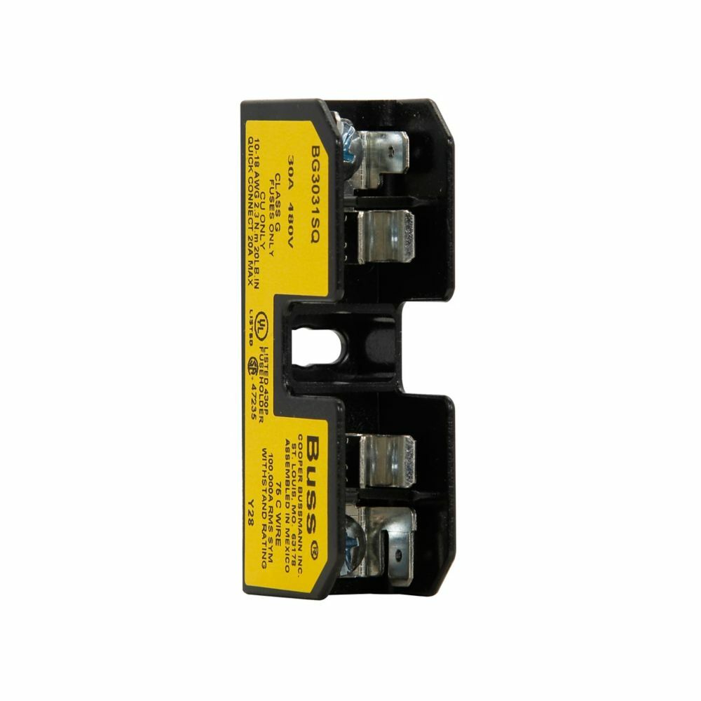 Eaton Bussmann series BG open fuse block, Open fuse block, 25-30 A, Class G, 100 kA, Screw, 100 kAIC, Thermoplastic, 480 V, #14-10 AWG Cu
