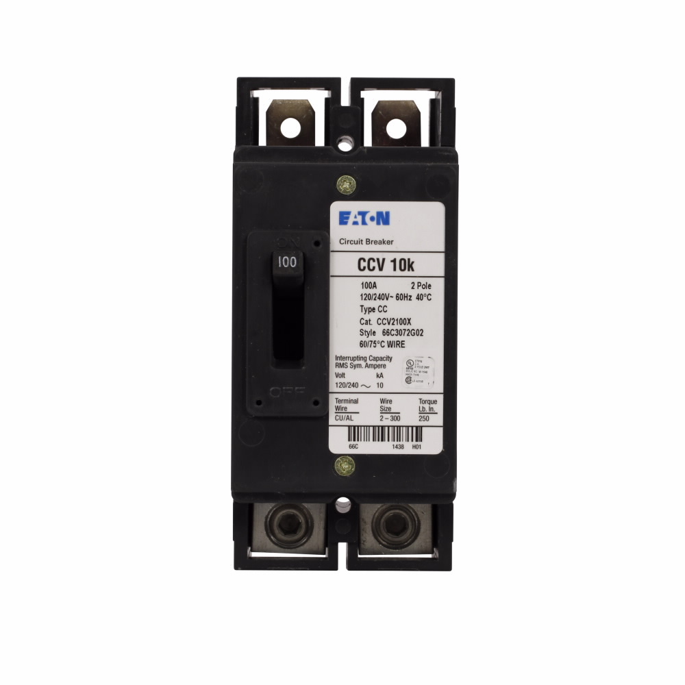 CCV2100X Type CCV Tenant Main Circuit Breaker, 120/240 V AC, 100 A, 10 kA Interrupt, 2 Poles, Thermal Magnetic Trip