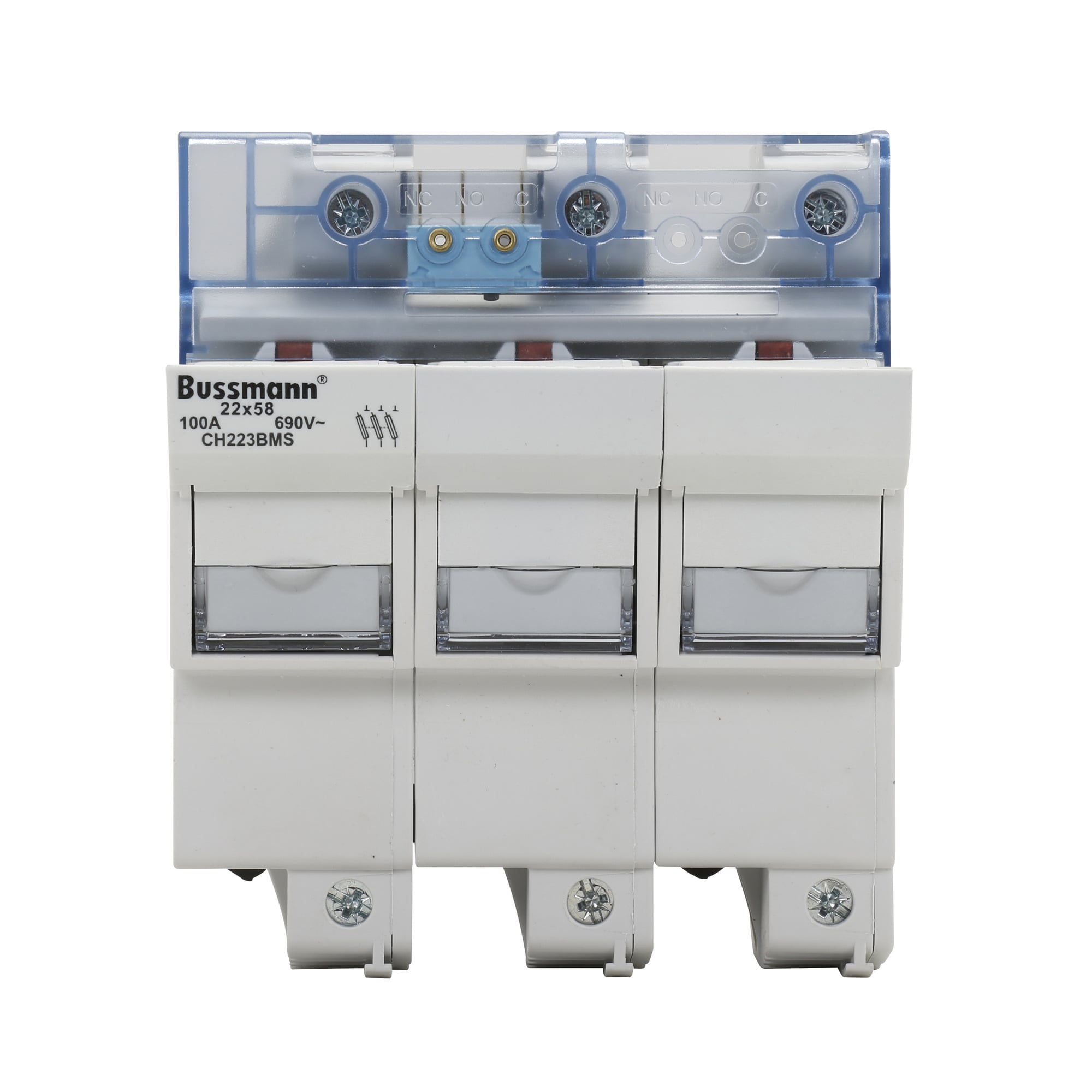 CH223BMS Cylindrical Modular Fuse Holder, 600 V AC/DC, 100 A, 9.5 W Power Rating, 14 to 1 AWG Wire, 3 Poles