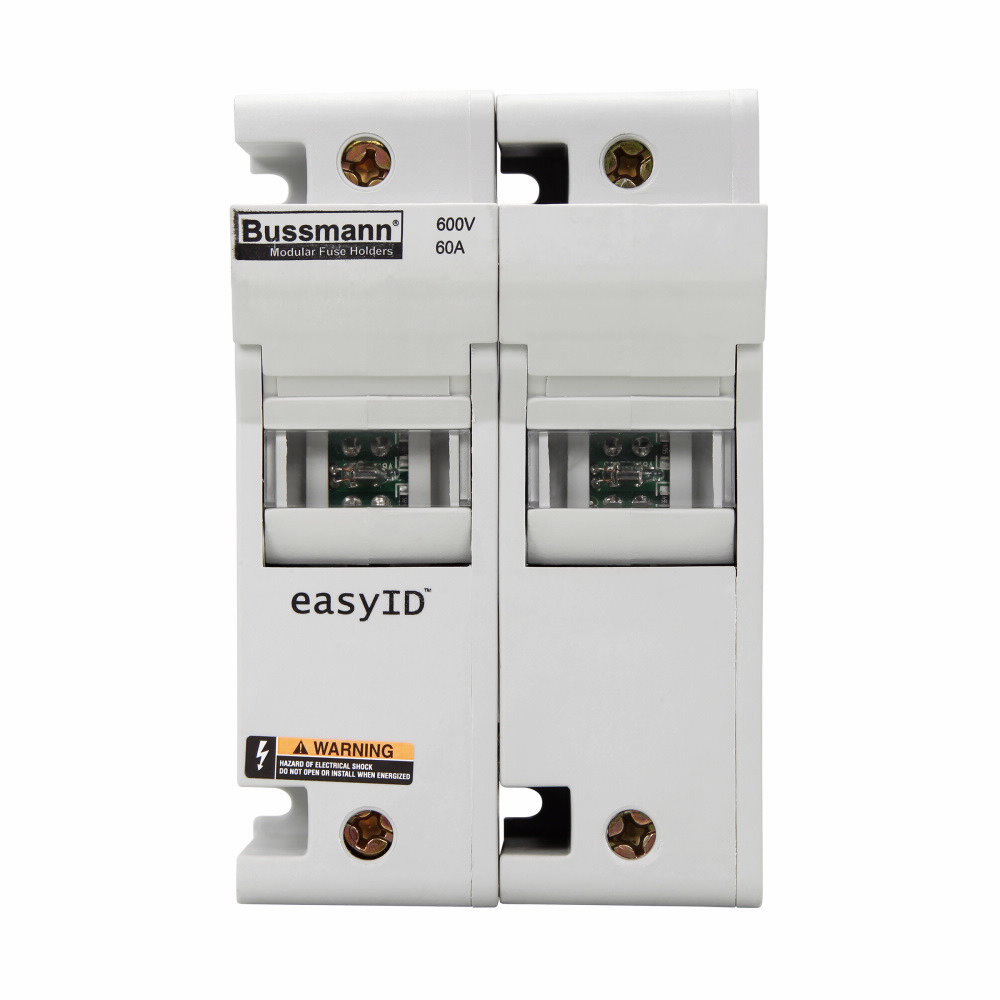 CH60J2I easyID Finger Safe Modular Fuse Holder With Neon Lamp Indicator, 600 V AC/DC, 60 A, Class: J, 18 to 1 AWG Wire, 2 Poles