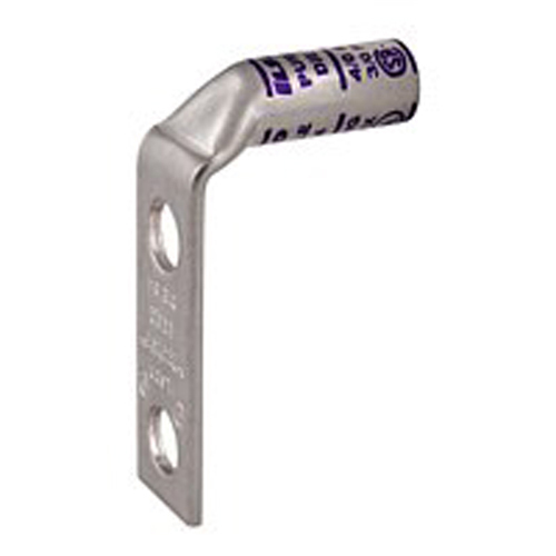 CLNB-6-14-58-9 SureCrimp 2-Hole Type CLNB Lug Compression Connector, 6 AWG Solid/Flex Copper Conductor, Die Code: 24, 1/4 in Stud, Copper
