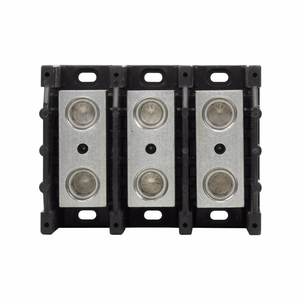 16306-3 Barrier Power Splicer Block, 600 V AC/DC, 380 A, 3 Poles, 6 AWG to 500 kcmil Cu/Al Line Wire, Aluminum/Thermoplastic