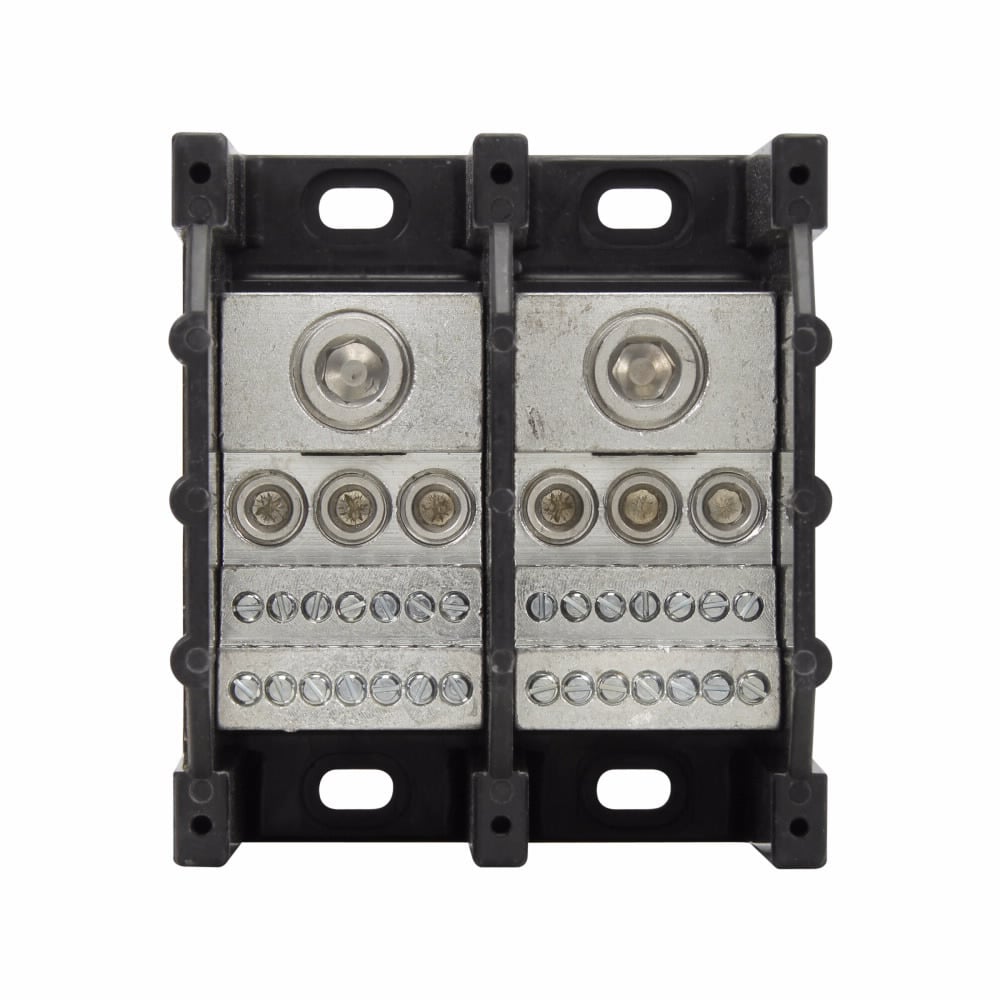 16373-3 Barrier Power Distribution Block, 600 V AC/DC, 310 A, 3 Poles, 6 AWG to 350 kcmil Cu/Al Line, 14 to 1/0 AWG Cu/Al, 14 to 10 AWG Cu, 10 AWG Al Load Wire, Aluminum/Thermoplastic