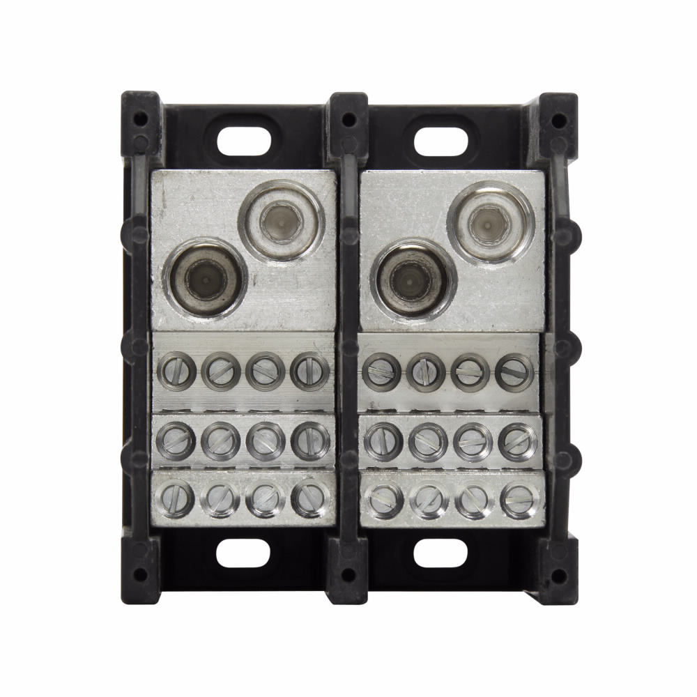16377-2 Barrier Power Distribution Block, 600 V AC/DC, 570 A, 2 Poles, 4 AWG to 300 kcmil Wire, Aluminum/Thermoplastic