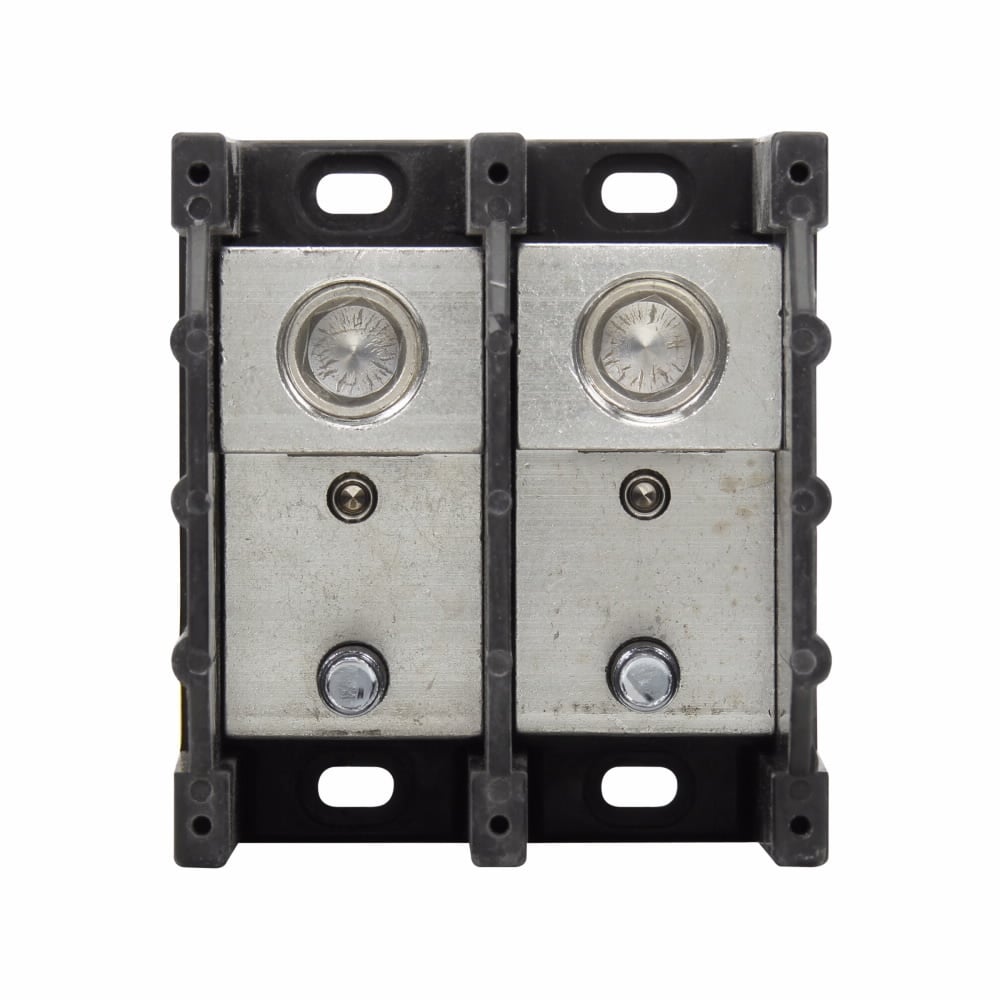 16383-2 Barrier Power Terminal Block, 600 V AC/DC, 380 A, 2 Poles, 6 AWG to 500 kcmil Cu/Al Line Wire, Aluminum/Thermoplastic