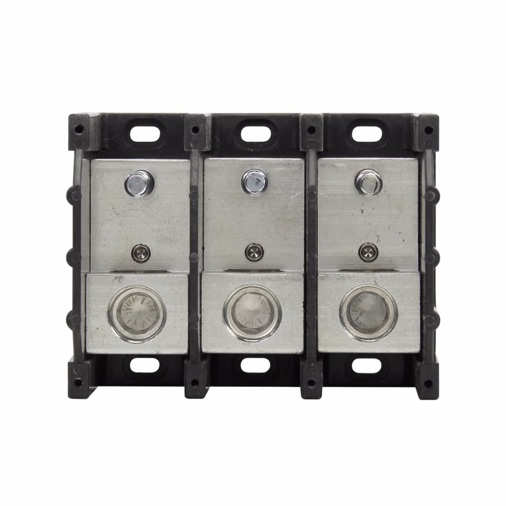 16383-3 Barrier Power Terminal Block, 600 V AC/DC, 380 A, 3 Poles, 6 AWG to 500 kcmil Cu/Al Line Wire, Aluminum/Thermoplastic