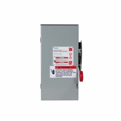 DH161NRK K Series Heavy Duty Fusible DC Disconnect Safety Switch With Neutral, 600 V AC, 30 A, SPST Contact, 1 Poles