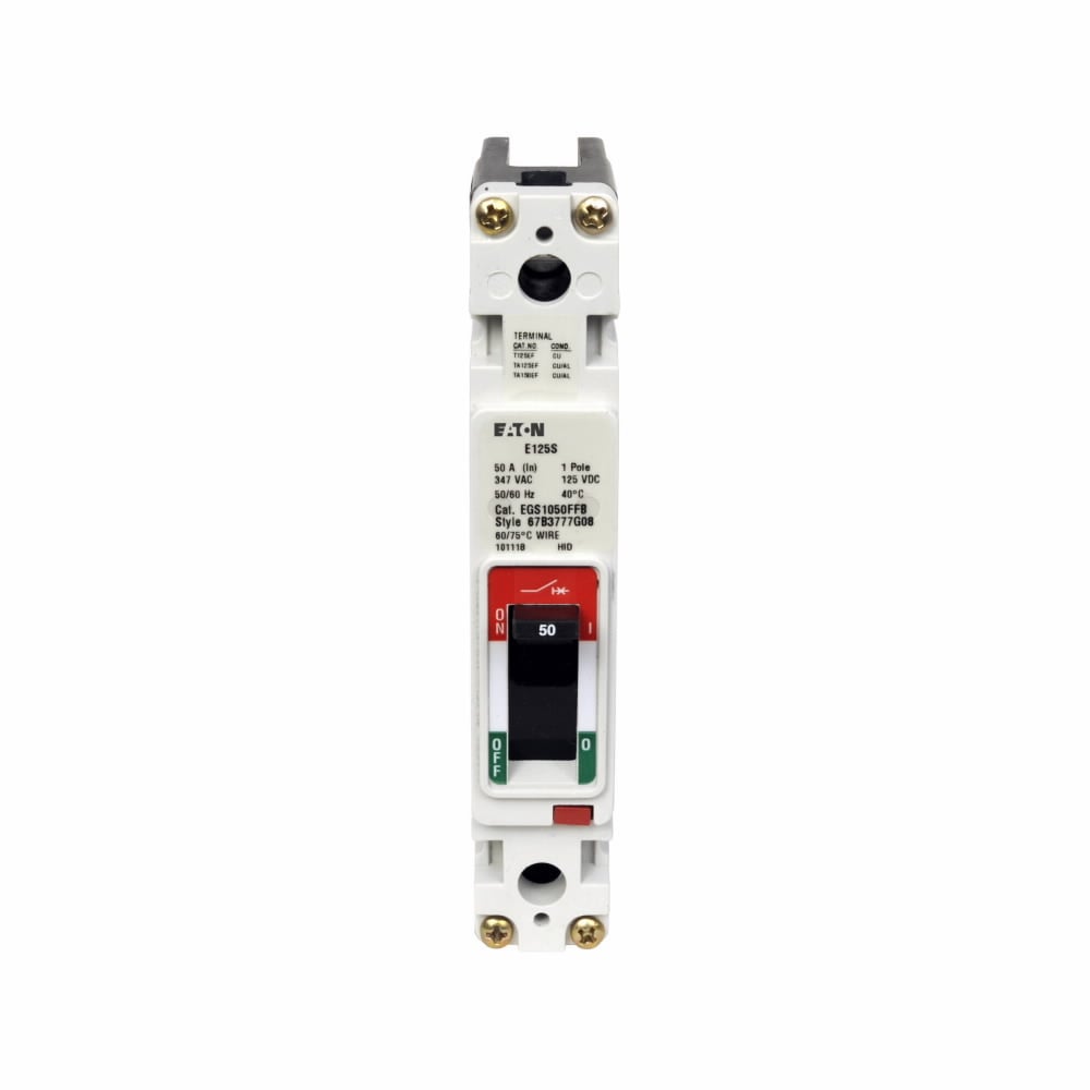 EGH1020FFB Type EGH Molded Case Circuit Breaker, 600Y/347 V AC, 20 A, 35/65/100 kA Interrupt, 1 Poles, Thermal Magnetic Trip