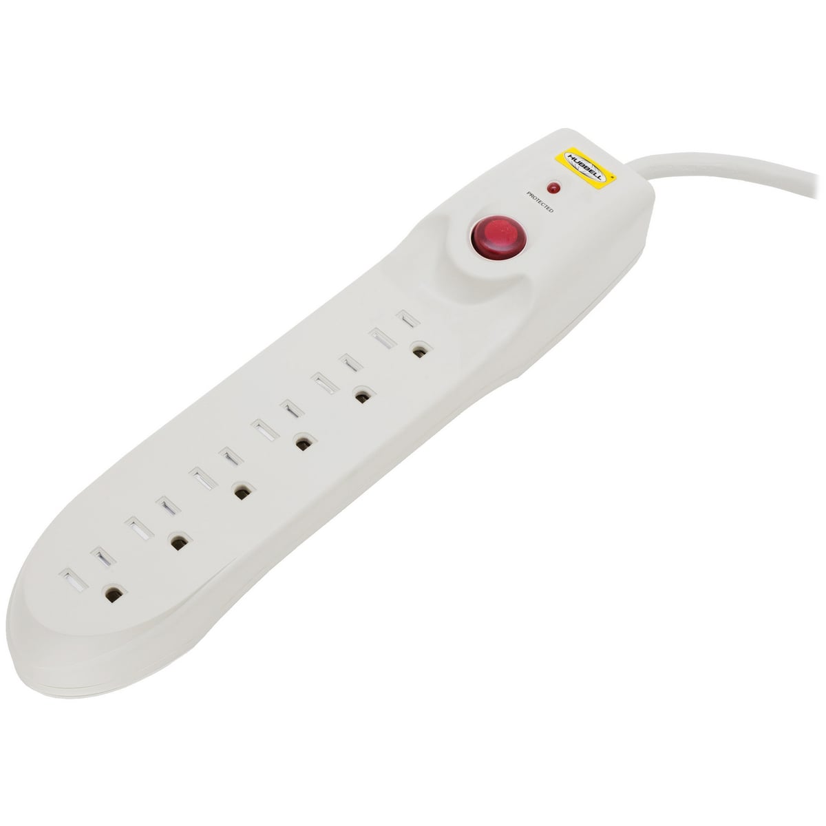 HBL6PS35015A 1-Phase Non-Metallic Straight Blade Portable Surge Protected Outlet Strip, 125 V, 15 A, (6) Outlets, 15 ft L Cord, Universal Mount