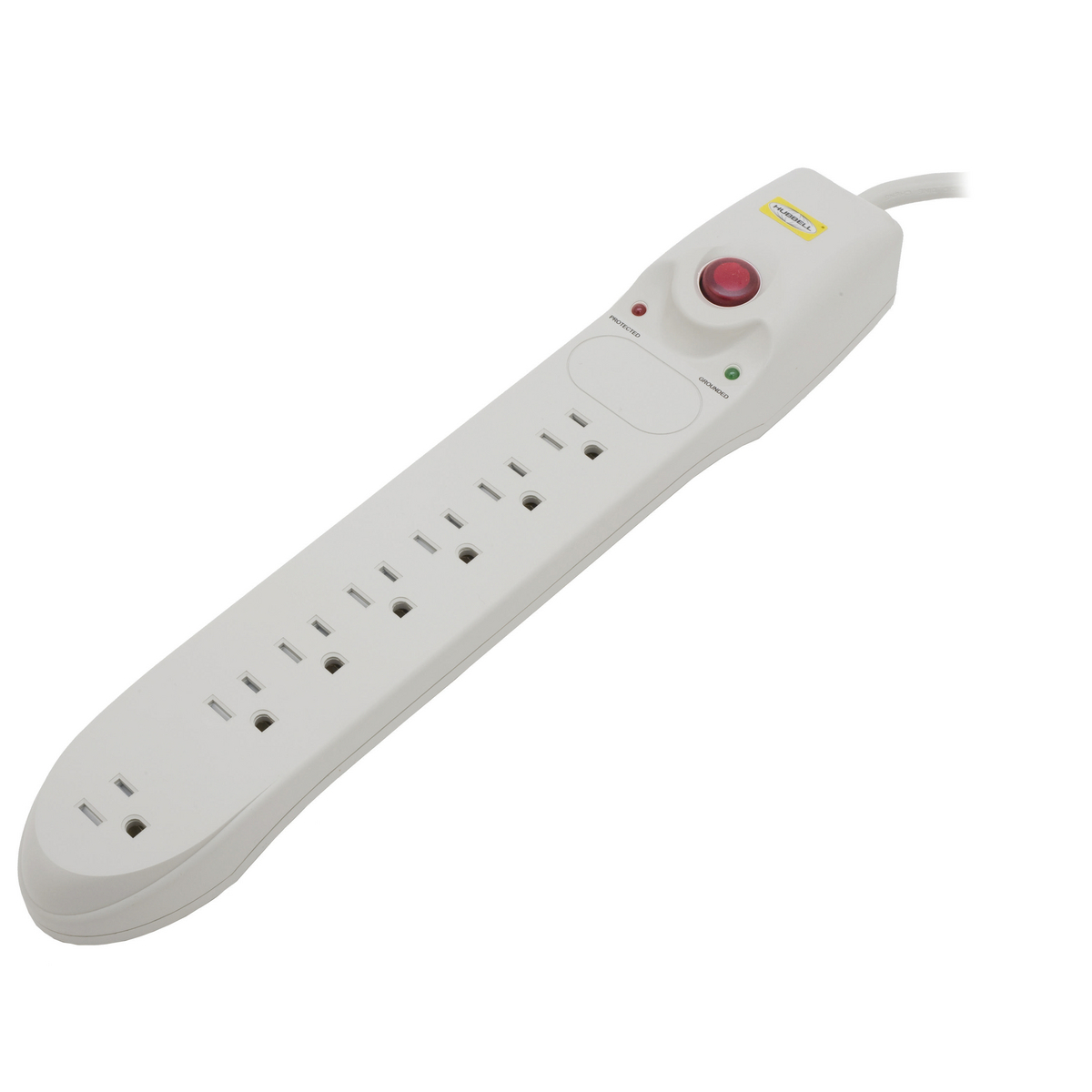 HBL7PS1050A 1-Phase Non-Metallic Straight Blade Standard Portable Surge Protected Outlet Strip, 125 V, 15 A, (7) Outlets, 6 ft L Cord, Universal Mount