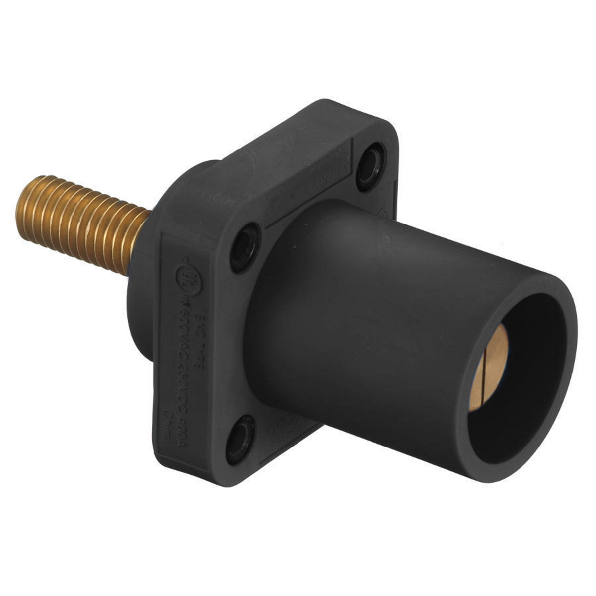 HBLMRSCBK 16 Series 1-Pole Heavy Duty Industrial Grade Male Standard Single Pole Receptacle With 300/400 A Plug, 600 V AC/250 V DC, 400 A, 4 to 4/0 AWG Wire, Screw Terminal Connection